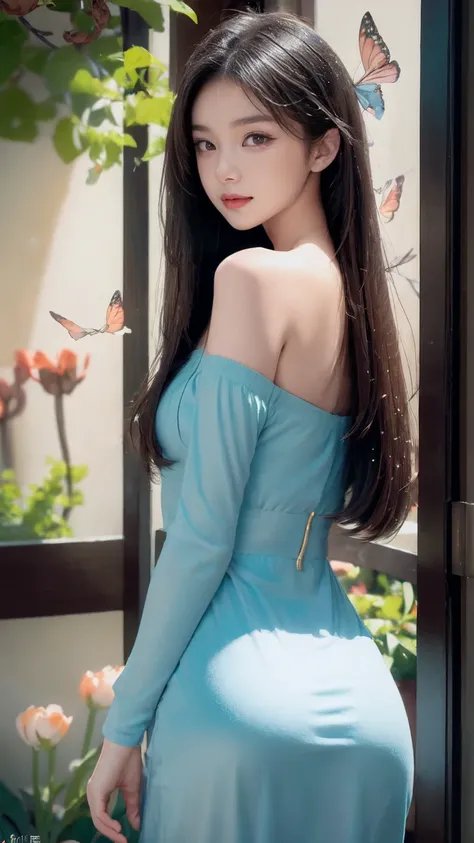 Fluorescent Color, 1 girl, Look at the side, Pretty Face, beautiful eyes, (Off-shoulder: 1.2), whole body, Shiny hair, Shiny skin, Reduce glare emissions, The fingers are in good proportion, dark, Ass PoV, Dynamic Angle, (((Main Part))), (((Best quality)))...