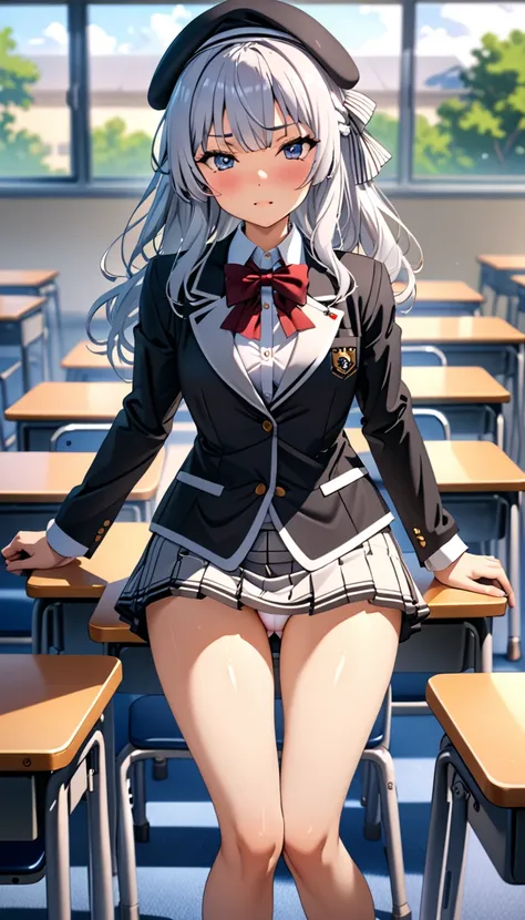 (Masterpiece、Highest quality、Very detailed、4K)、One Woman、Super short skirt、Panties、(((Alice Sakayanagi)))、((Characters from Welcome to the Classroom of the Elite))