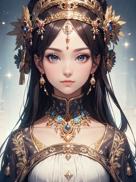 beautiful female emperor, clear skin, beautiful appearance, there is deep wisdom in her eyes, it&#39;s as if she sees through th...