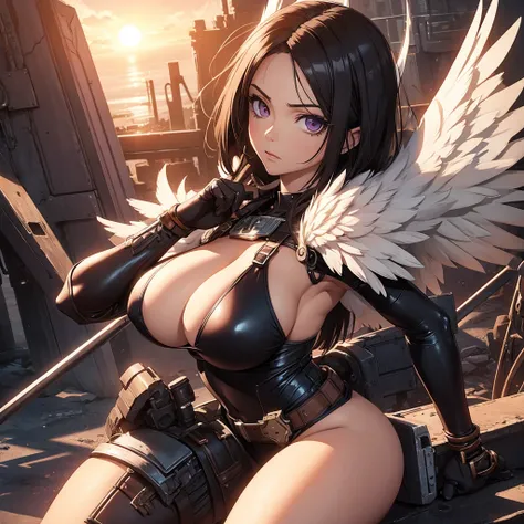 Battle angel alita, big boobs, wings, sexy,  sunrise