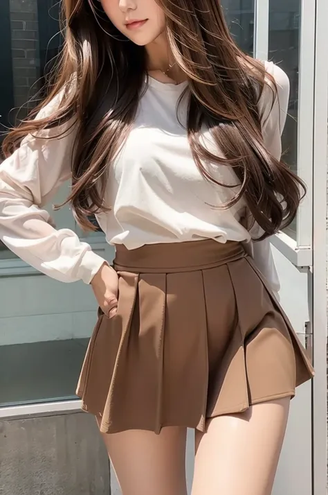 hair color brown,semi-long,Tight Skirt