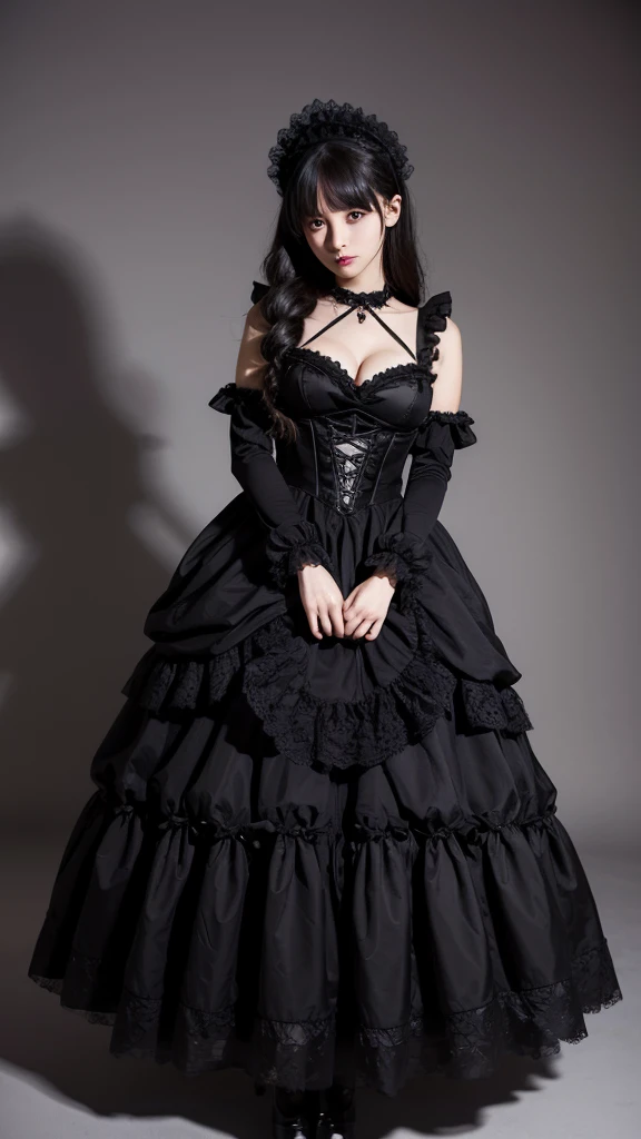 Gothic Lolita Costume、sexy、Big Breasts、Erotic、Dignified standing figure、Correct human body