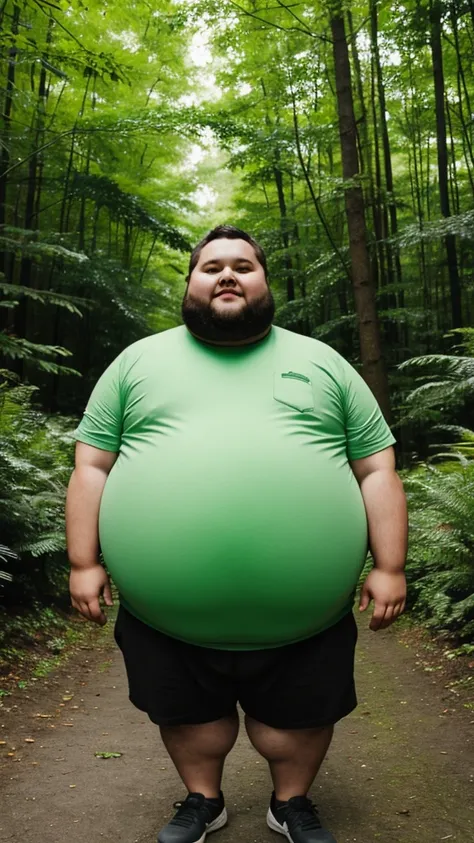 fat person surrounded by green color