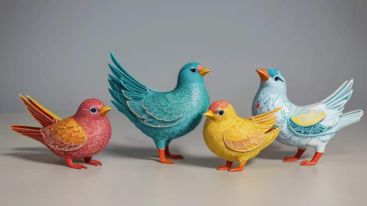 Embossed 3D on ceramic porcelain, Paper quiling art of ultimate colourful birds. (Merry Srifatmadewi)