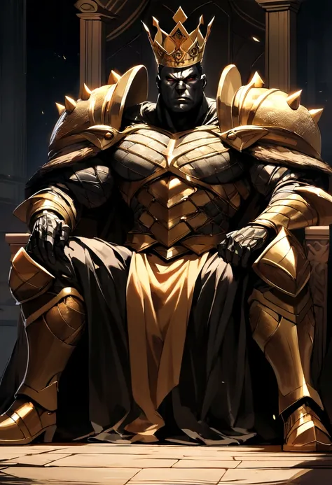 It creates a compelling image of King , the DC Comics character, in an intimidating and powerful pose, seated in a throne as a big king. Be sure to capture his unique appearance as a imposing musculature. Dress with an armor and a golden crown. Pay attenti...