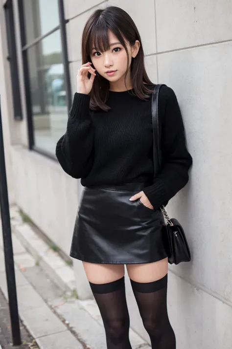 OL miniskirt black tights