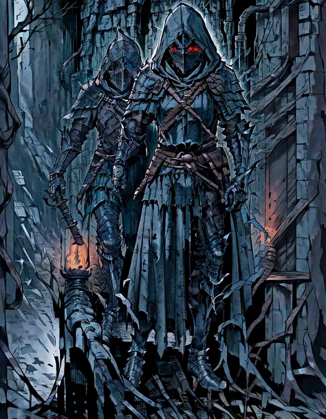 a man in a hooded jacket and a hoodie holding a sword, dark soul armor concept, flowing robes and leather armor, dark souls concept art, dark soul concept, concept armor, dark souls knight, from vermintide 2 video game, the witcher concept art, concept art...