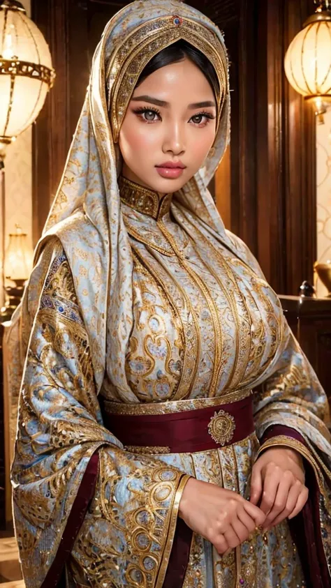 a beautiful asian girl wearing a hijab, beautiful detailed eyes, beautiful detailed lips, extremely detailed eyes and face, long...