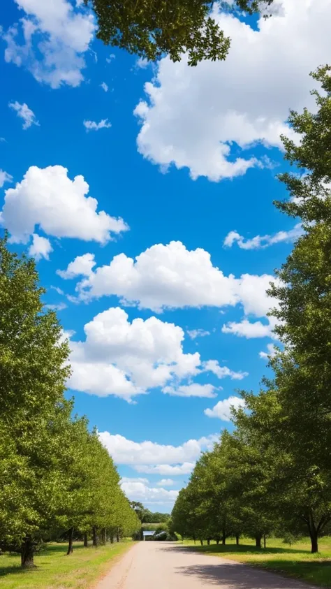 blue sky　A landscape with depth　cloud　Three-dimensional　Small person　Looking up at the sky　painful　universe　grow