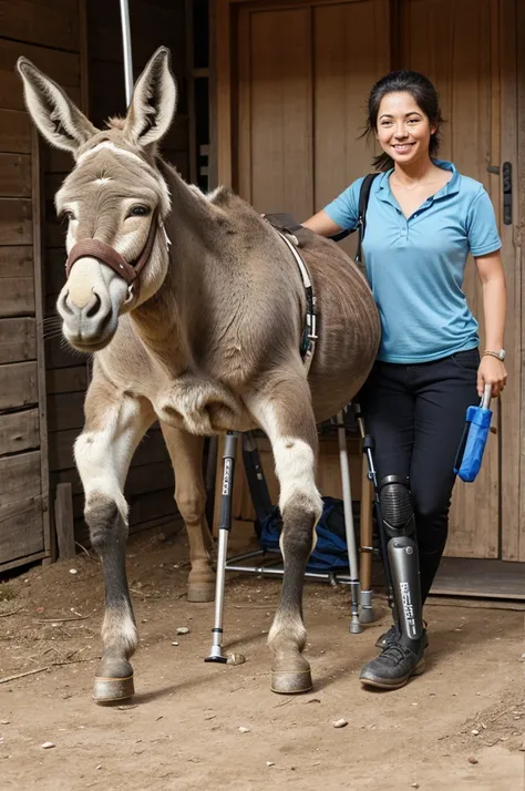 Put crutches on the donkeys two front legs.