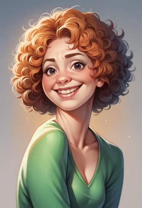 create a disney pixar character from the movie fun, disgusting happy green color with short curly hair to the shoulder, very detailed, high dimension, realistic 