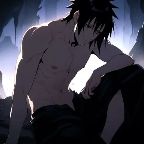 sasuke uchiha adult looking forward shirtless