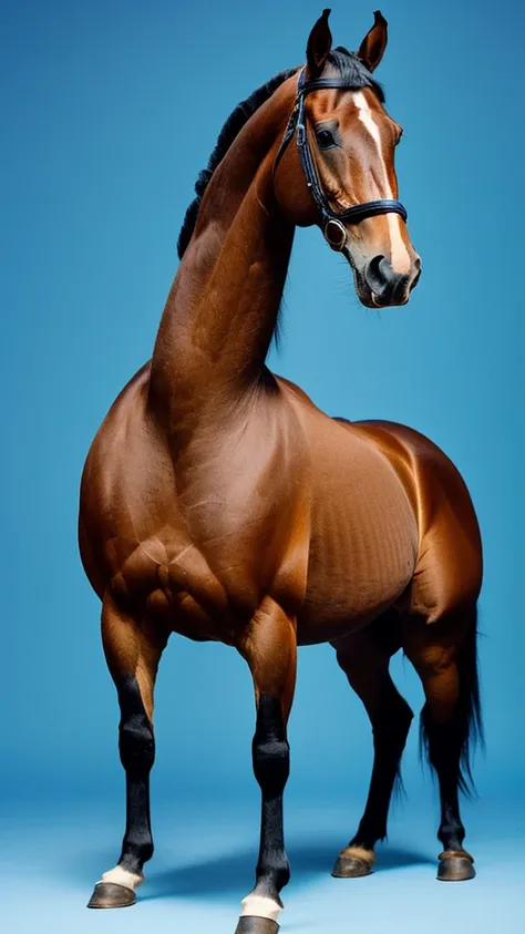 A horse without armor, whole body, backwards , 