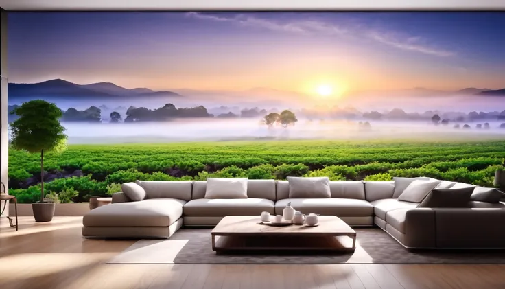 rural landscape、large living room、real、ultra-detailed landscapes、portrait photography、 highest quality, highly detailed 8k wallp...