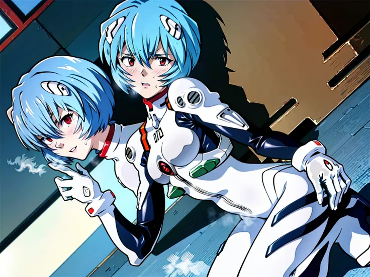 ((Highest quality, 8k wallpaper)),(masterpiece, Highest quality),Very detailed,High resolution,(Official Art:1.3),(((Anime screenshots,Black outline))),One girl,alone, Break mer1,(Rei Ayanami {Neon Genesis Evangelion,}1.2),masterpiece, best quality, outdoo...