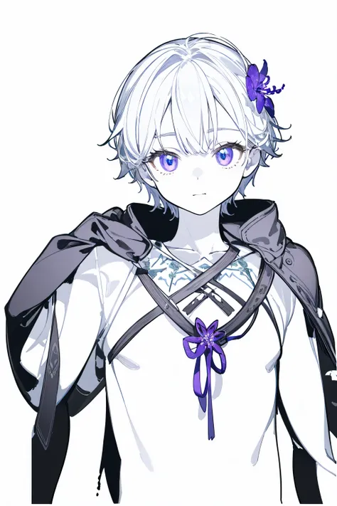 masterpiece, Best lighting, (((Very detailed))), Highest quality, lilac, Forest Fairy, Lily of the valley, ((Mysterious Forest Boy)), Perfect Anatomy,  A cute boy, Great body, Perfect balance,  (((VTuber - whole body)), No background, Blank Background, (((...