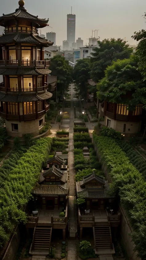 **a chinese city but the buildings are made of soy beans. Realistic photography.** - (fast)