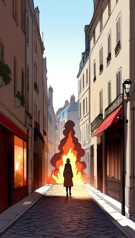 the image shows a Parisian street during the day, il fait beau