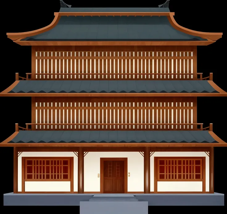 a cartoon illustration of a pagoda with a blue roof, european japanese buildings, an extremely detailed building, japanese temple, japanese house, zen temple background, ancient japanese architecture, temple background, background depicting a temple, a tem...