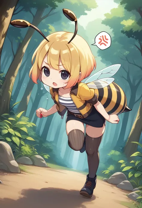 score_9, score_7_up, score_6_up, 1girl, source_cartoon, source_anime,breathtalking Scenery,watercolor,smooth soft skin, natural skin,anime screencap,mjm,rating_questionable,
BREAK 
1girl,(solo:1.2),(hornet girl:1.4), bee girl,(little female child:1.3), (lo...