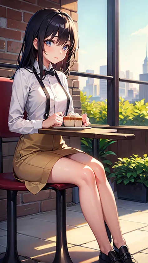 1 girl,cafe,Sitting,