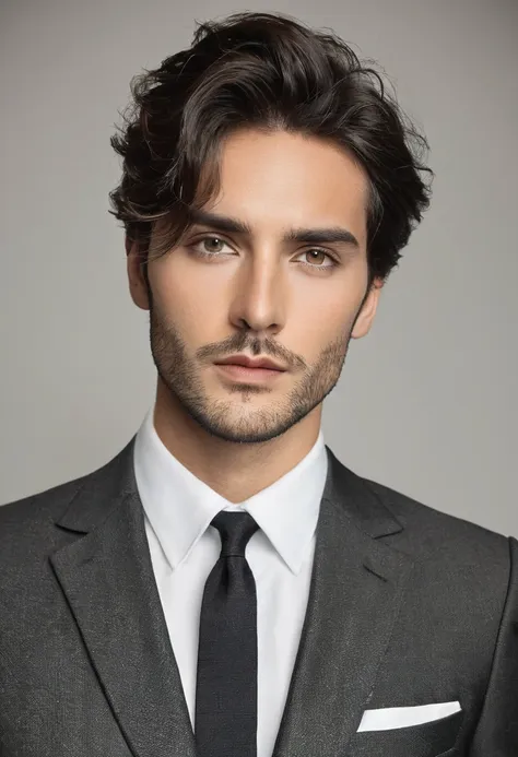 man in suit looking at camera, face perfect, perfect handsome face, handsome face, inspired by luca zontini,good looking face, r...