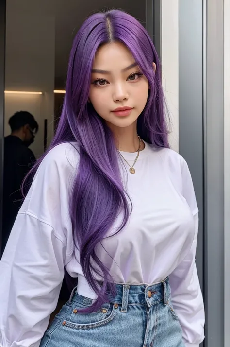 Kim jennie with purple hair
