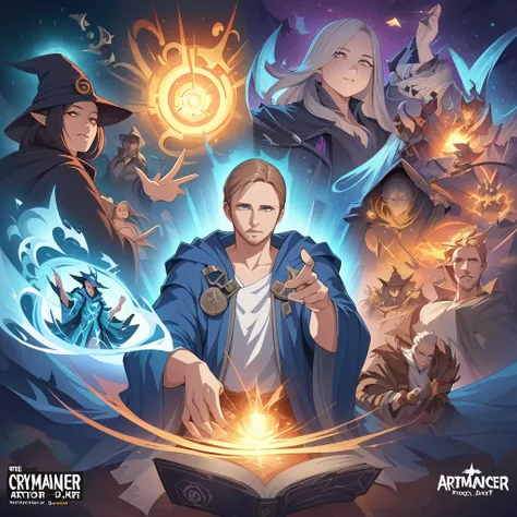 像素Art, Ryan Gosling wears wizard robes, cryomancer, D&Art, 幻想Art, author：Seb MacKinnon, detailed, Popular topics on ArtStation, magic: reunion