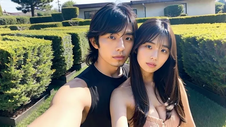 Kikuchi Hina takes a selfie with a man with long bangs and wolf hair., Liminal Space,