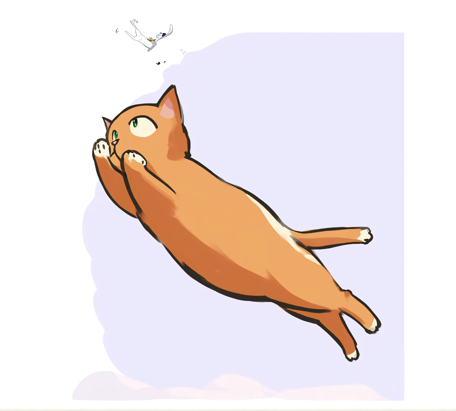 there is a drawing of a cat that is jumping up, cat is floating in air, illustration of a cat, ginger cat in mid action, catdog, the cat is orange, illustration of 2 cats, drawn in microsoft paint, anime cat, an orange cat, drawn with photoshop, ( dog ) ju...