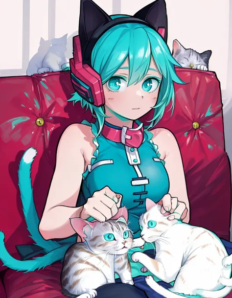  ((masterpiece, best quality:1.5)), ((Beautiful detailed cat aqua eyes:1.2)), cat ears, pale skin, medium breasts, beautiful hands, beautiful fingers, EasyNegative