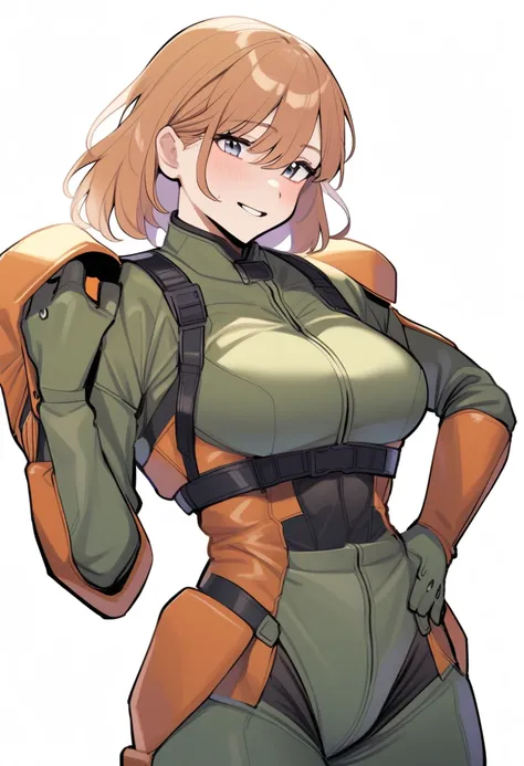 A girl，Asuka，Combat Suit，For the audience，bust，White background