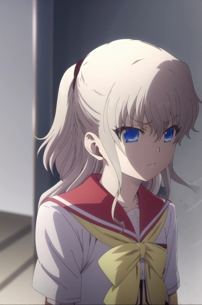 1girl, solo, best quality, masterpiece,   nao tomori, , serafuku, sailor collar, hair between eyes, anime style, anime color, 2d