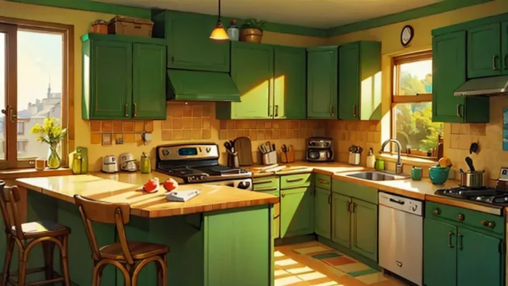 kitchen, bright sunny