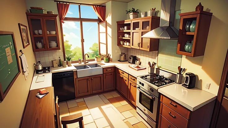 kitchen, bright sunny