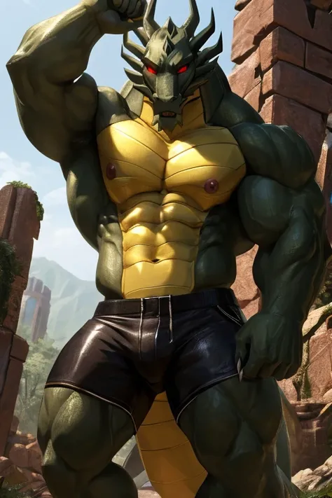 Shendu, shendu,dragon,Solitary,male, Scully,Claws,Crocodile,tooth齿,crawler,Chest muscles,Chlorosome,peak,tooth,aldult,dragon尾巴,4K,Best quality,HD,whole body,claws,Topless,Looking at the audience,Chest muscles, Pink nipples, Six-pack abs,Biceps,Anatomically...