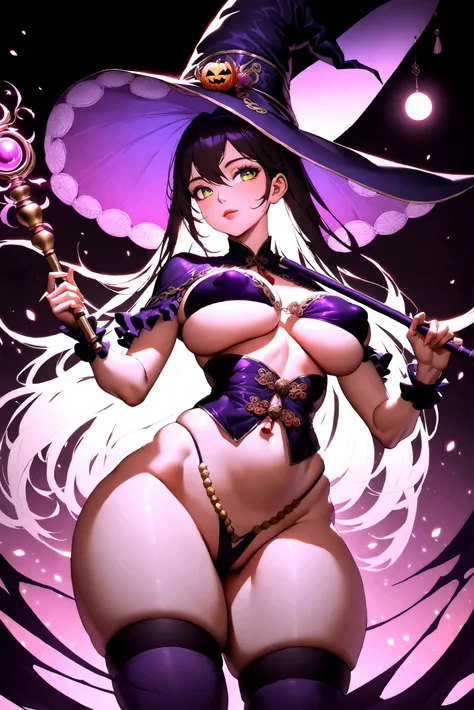 chinese witch, busty, ((bimbo)), ((slutty)), fit, ((perfect)), (((chinese))), (((chinese appearance))), (chinese body shape), glossy eyes, ((beautiful)), raunchy, looking straight, naughty mischievous expression, ((oriental)), ((hyper sexualized)), enigmat...