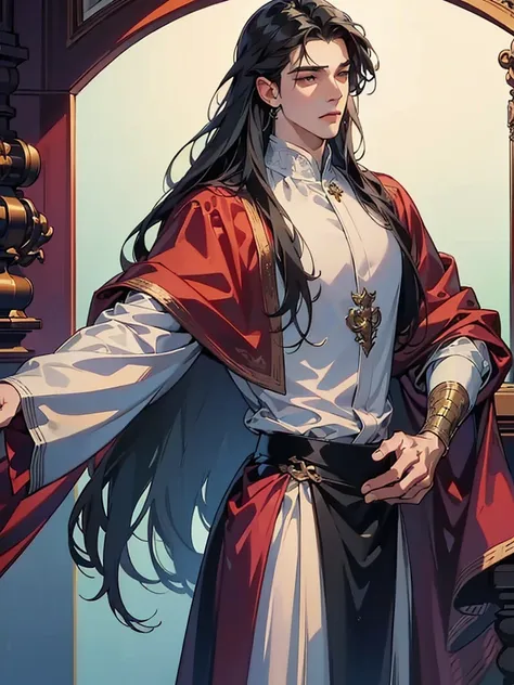 (masterpiece, top quality, best quality,official art, beautiful and aesthetic:1.2),(1man:1.3), long black hair,