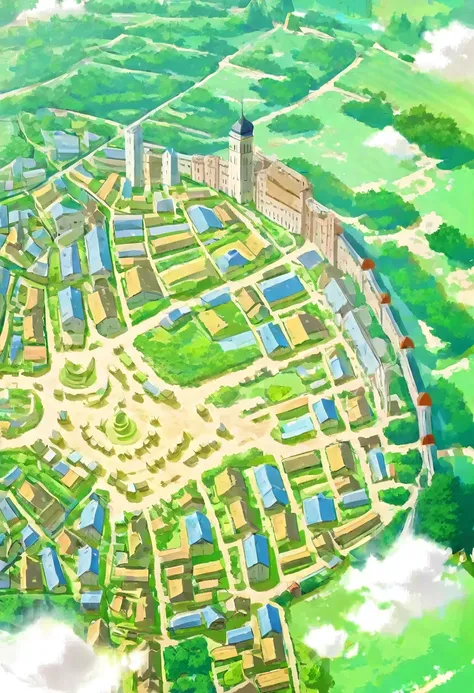 карта стредневекового фентезийного городка, anime, from above, panorama, super detail, high quality, high details, award winning...