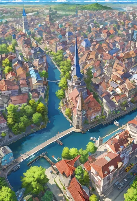 карта стредневекового фентезийного городка, anime, from above, panorama, super detail, high quality, high details, award winning, best quality, highres, 8k