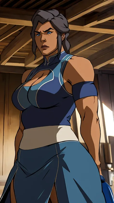 huge muscle woman korra knight armor