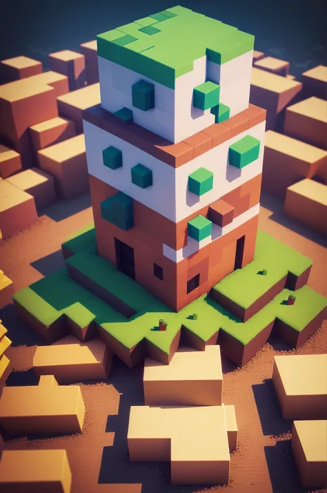 Prompt para Design de Logo: Objective Voxel Village:
Create a logo for a Minecraft server called "Vila Voxel".

Description:
"Vila Voxel" is a Minecraft server that stands out for its welcoming community and focus on creative builds and large-scale collabo...