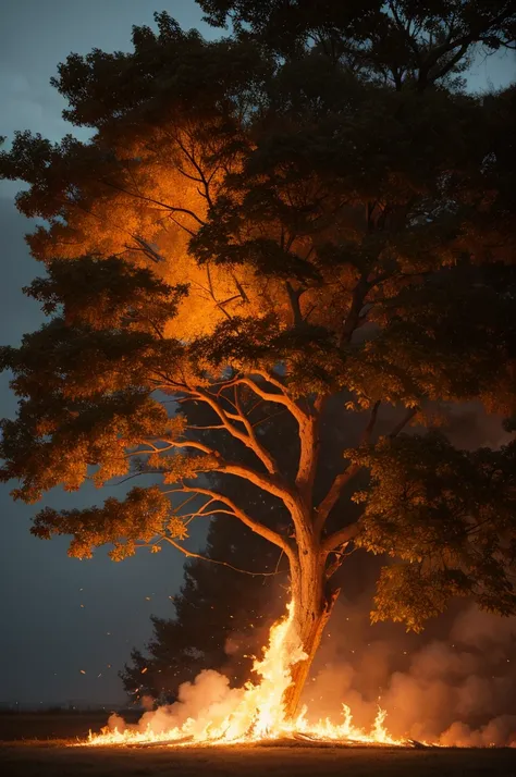 tree on fire
