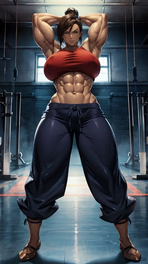 Huge muscle woman  abs big pecs  muscle legs