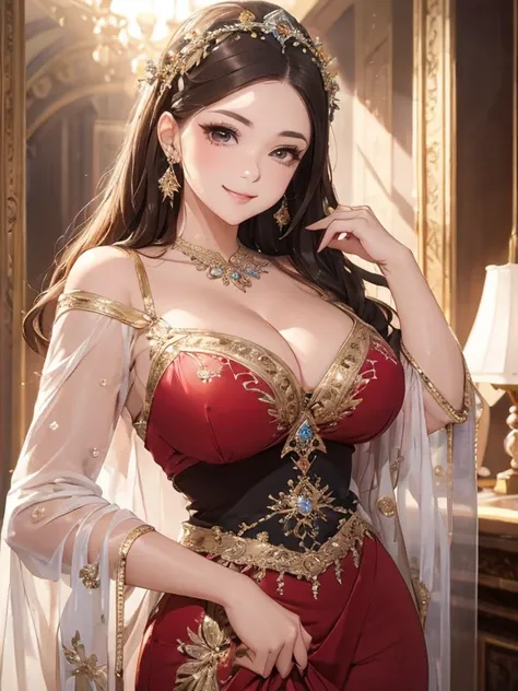 Mature Woman、beautiful、elegant、Voluptuous、sex appeal、beautiful hair style、variation Hairstyle、gorgeous、Alluring、precious metals、gem、The finest clotheadam、sexly、Dresses with elaborate designs、Top quality accessories、High quality、16K、Gorgeous、The supreme bea...