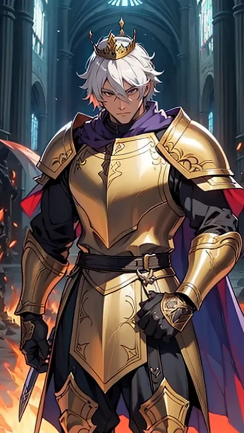 Make a Knight, a man in armor, highly detailed exquisite fanart, a human male paladin, handsome guy in demon slayer art, male paladin, with an armor and a crown,