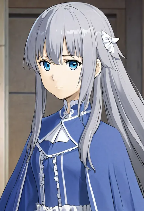 score_9, score_8_up, source_anime,
asanagi, by muk \(monsieur\)
break,
1girl,lawine, grey hair, blue eyes,
blue dress, capelet, ...