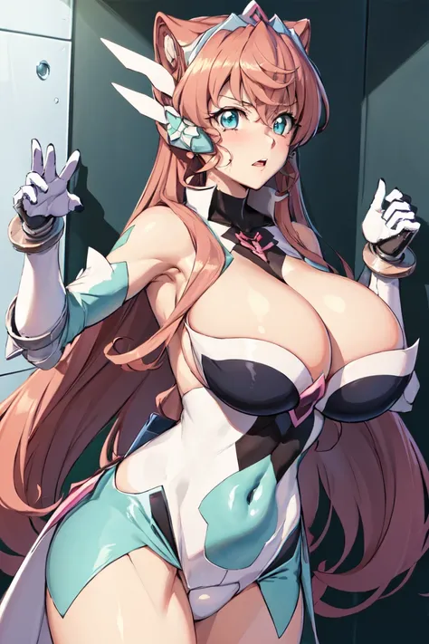 masterpiece,top-quality,maria cadenzavna eve,heroine of symphogear,1girl,solo,pink hair, long hair,wavy hair,voluminous hair,turquoise eyes, beauty,very huge breasts,narrow waist,bust size is 130cm over,crying,sexy,soaked,seductive anime girl, oppai, biome...