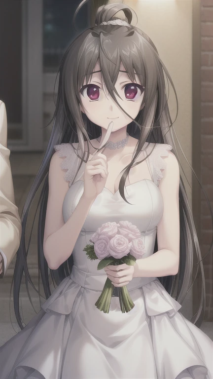 usami haru, 1girl, game cg,  wedding dress, happy, looking at viewer,, , highres, absurdres,