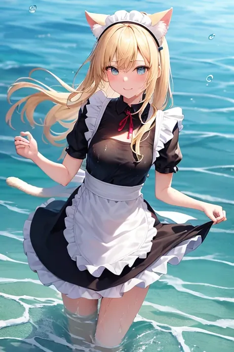 (Super best quality)(Highest quality)(Attention to detail)
Maid clothes, White apron, Headband, (Fashionable clothes)
Gothic Dress, ribbon, Maid clothes, (白と黒のMaid clothes), Normal collar, Classic, Sleeve Sea, Beach, (Wave, Wave打ち), 高Wave, 荒Wave, In the wa...